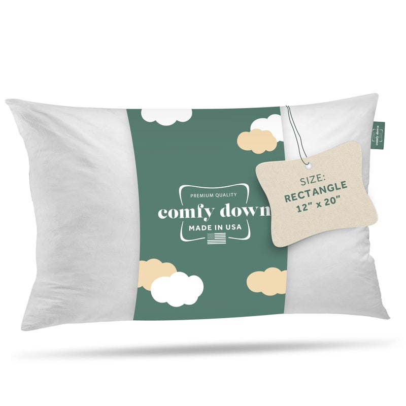 ComfyDown Decorative Throw Pillow Insert  Down and Feather Fill  100% Cotton Cover  233 Thread Count - Made in USA (12 X 20) - Image 1